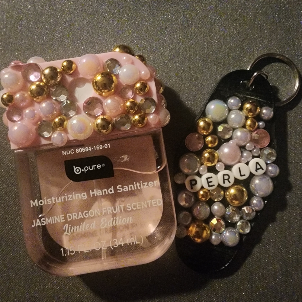 Pink and Gold Hand Sanitizer with Keychain